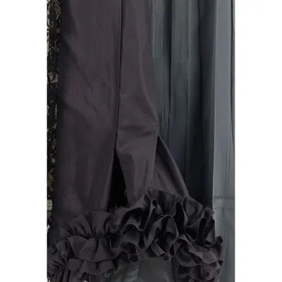 Prada Patchwork Midi Skirt With Panel Construction In Blue