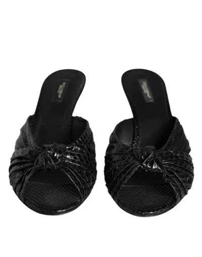 Dolce & Gabbana Python Leather Heel Slide In Black