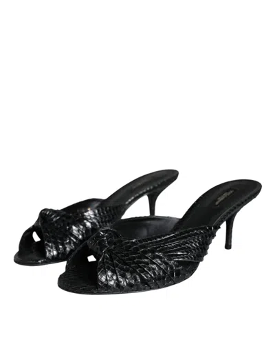 Dolce & Gabbana Python Leather Heel Slide In Black