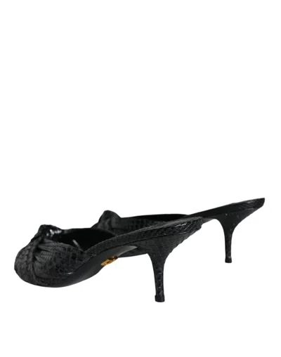Dolce & Gabbana Python Leather Heel Slide In Black