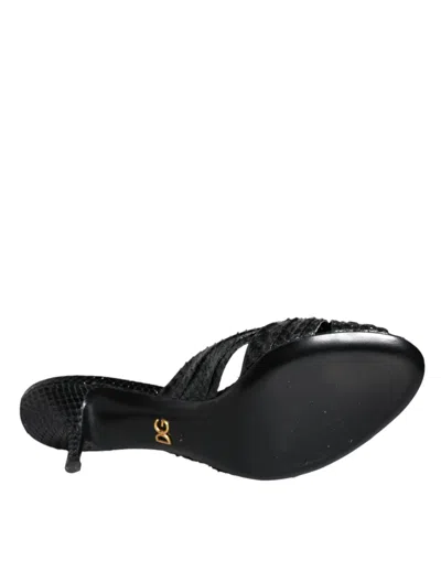 Dolce & Gabbana Python Leather Heel Slide In Black
