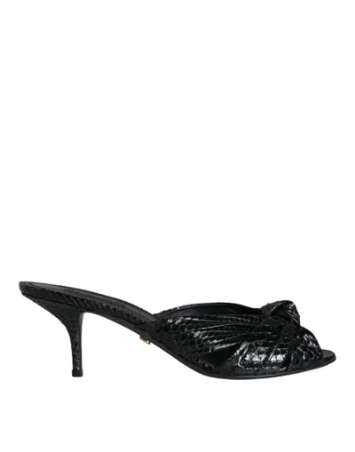 Dolce & Gabbana Python Leather Heel Slide In Black