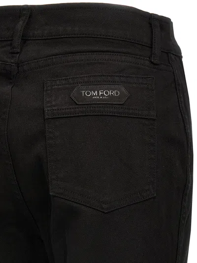 Tom Ford Black Stretch Twill Denim Wide Flare Jeans In Black