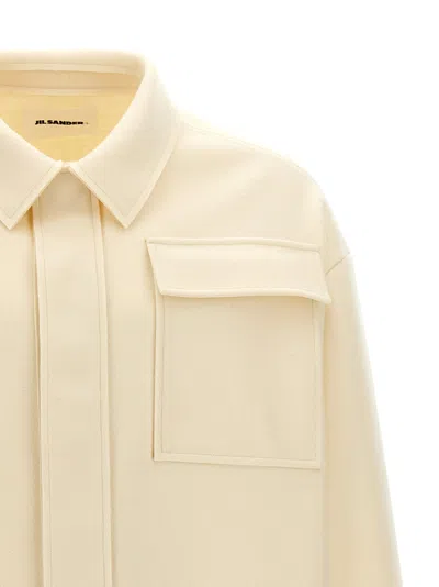Jil Sander Wool Blend Utility Overshirt In Neutral