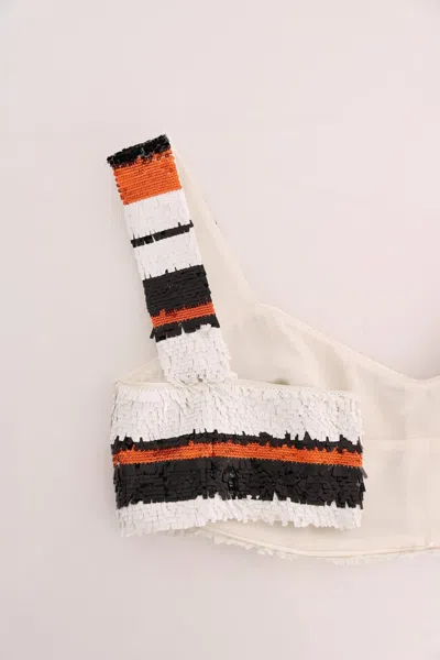 Dolce & Gabbana Sequined Striped Wool Bustier Top In Multi
