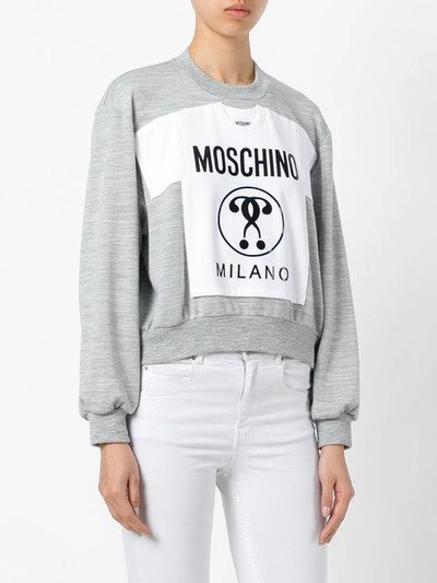 Shop Moschino Milano Patch Sweatshirt - Grey