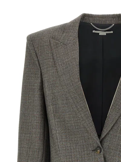 Stella Mccartney Wool Micro Houndstooth Blazer In Gray