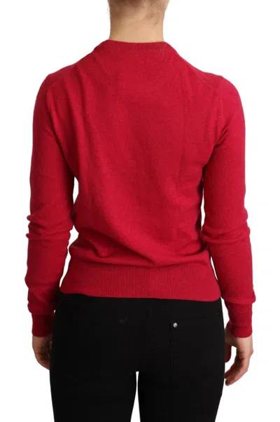 Dolce & Gabbana Embroidered Cashmere Wool Crew Neck Sweater In Red
