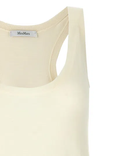 Max Mara Sleeveless Scoop Neck Plain Top In Neutral