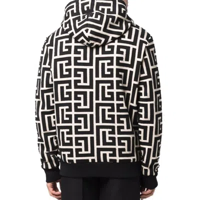 Balmain Geometric-patterned Cotton Sweatshirt In Black