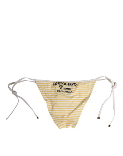 Dolce & Gabbana Striped Logo Tie-side Bikini Bottom In Multi