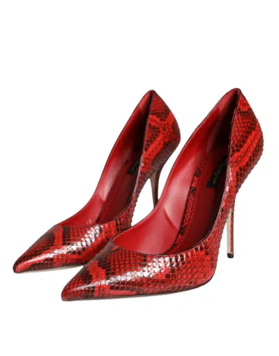 Dolce & Gabbana Python Leather Heel In Red