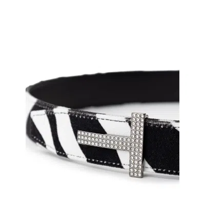 Tom Ford Logo-embellished Leather Belt In Multi