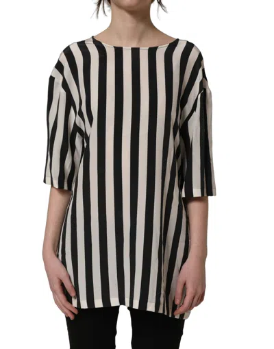 Dolce & Gabbana Striped Silk Blouse In Multi