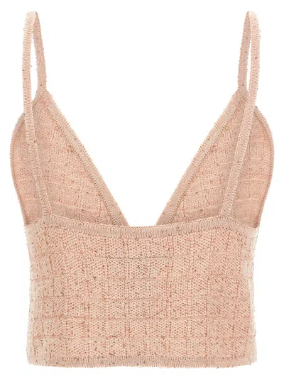 Alessandra Rich Sequin-embellished Wool Blend Tank Top In Pink