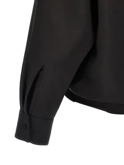 Valentino Garavani Wool-mohair-silk Button-front Shirt For Women In Black