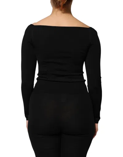 Dolce & Gabbana Sweetheart-neckline Long Sleeve Blouse In Black
