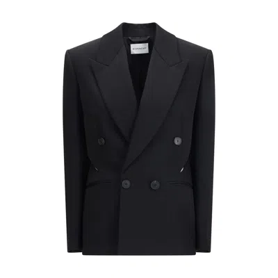 Givenchy Double-breasted Wool Blazer In Black