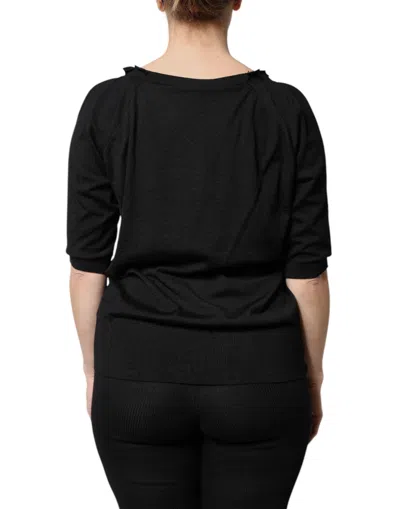 Dolce & Gabbana Black Button Down Short Sleeve Blouse Top In Black