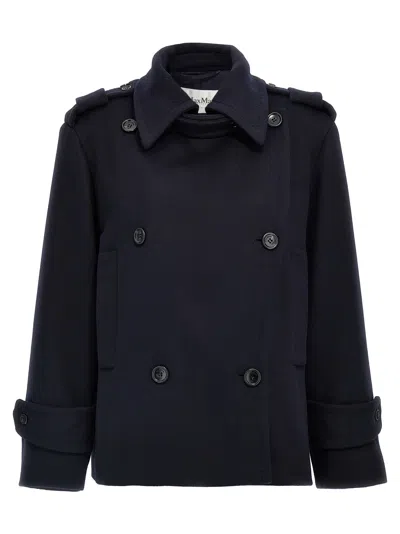 Max Mara Laveno Double-breasted Wool And Cashmere-blend Felt Coat In Blue