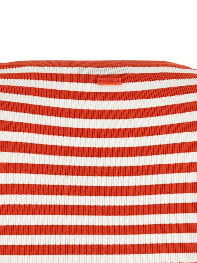 Max Mara Coral Striped Rib Tank Top In Red