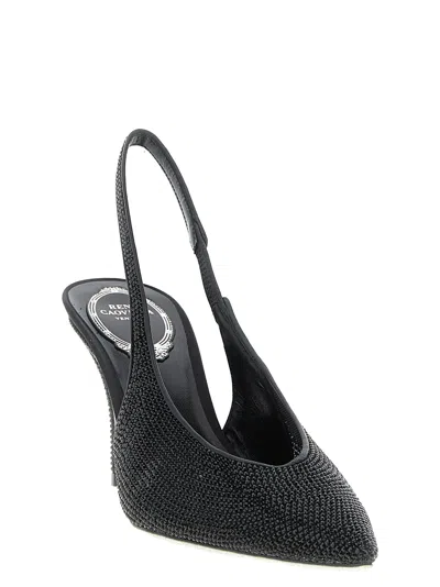René Caovilla Textured Slingback Pump Pointed Toe In Black