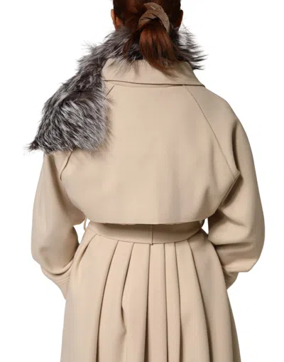 Dolce & Gabbana Silver Fox Fur Shawl In White