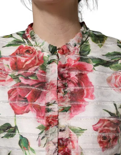Dolce & Gabbana Multicolor Peony Print Polyester Coat Jacket In Multi