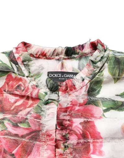 Dolce & Gabbana Multicolor Peony Print Polyester Coat Jacket In Multi