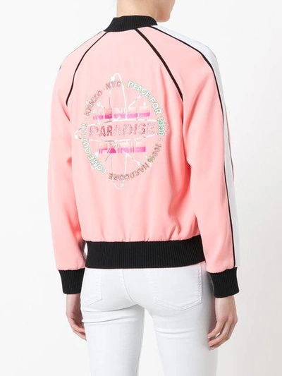 Shop Kenzo Embroidered Back Bomber Jacket - Pink & Purple