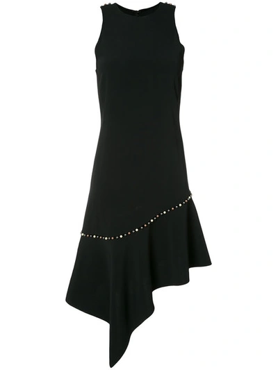 Jonathan Simkhai Pearly-studded Asymmetric Sleeveless Dress, Black
