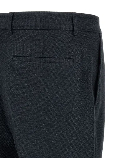Brunello Cucinelli Men Blue Textured Notched Lapel Suit In Black