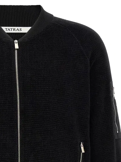 Tatras Gavrio Bomber Jacket Textured Fabric Ribbed Cuffs In Black