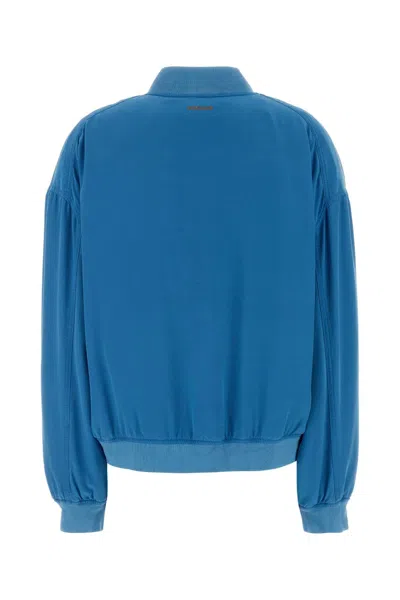 Versace Silk Poplin Bomber Jacket In Blue