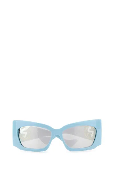 Gucci Rectangular Thick Frame Acetate Sunglasses In Blue