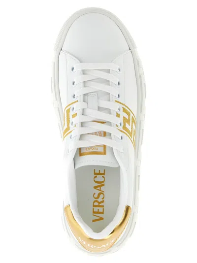 Versace Logo-embroidered Nylon Platform Sneaker In White