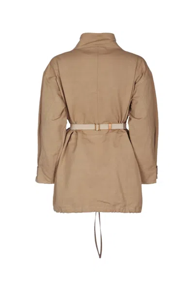 Prada Half Zipped Drawstring Jacket In Beige
