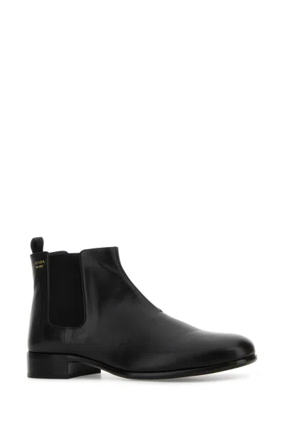 Prada Ankle Boots Elastic Side Panels Design In Black