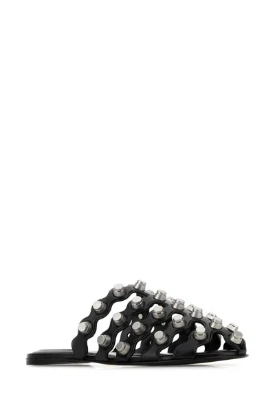 Alexander Wang Rexa Cage Slide Flat Shoes In Black