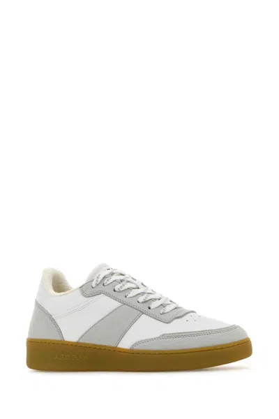 A.p.c. Two-tone Synthetic Leather Plain Sneakers In White
