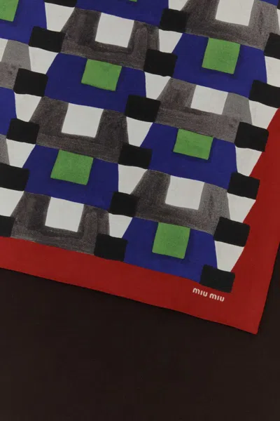Miu Miu Geometric-printed Silk Scarf In Multi