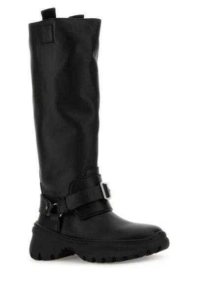 Burberry Harness-strap Leather Boot In Black