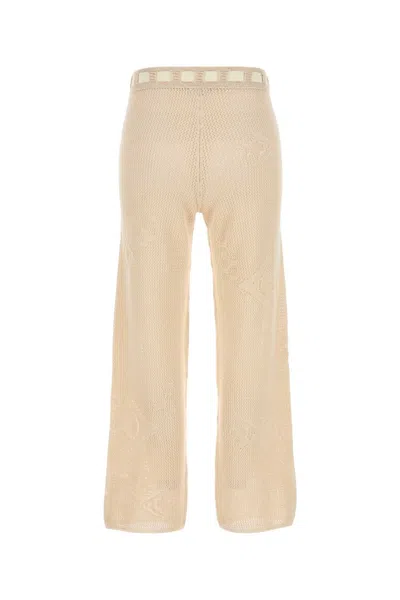 Bode Cotton Crochet Pants In Neutral