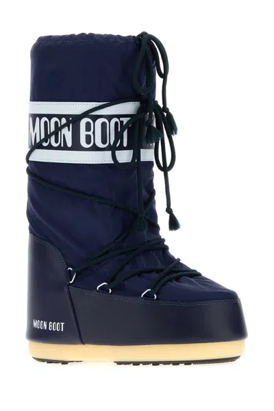 Moon Boot Navy Blue Nylon And Synthetic Leather Icon Boots In Blue