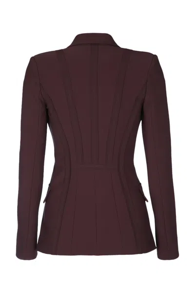 Elisabetta Franchi Single Breasted Jacket Structured Cut Notched Lapel In Purple