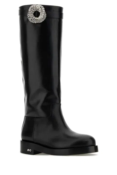 Mach&mach Crystal-embellished Leather Boot In Black