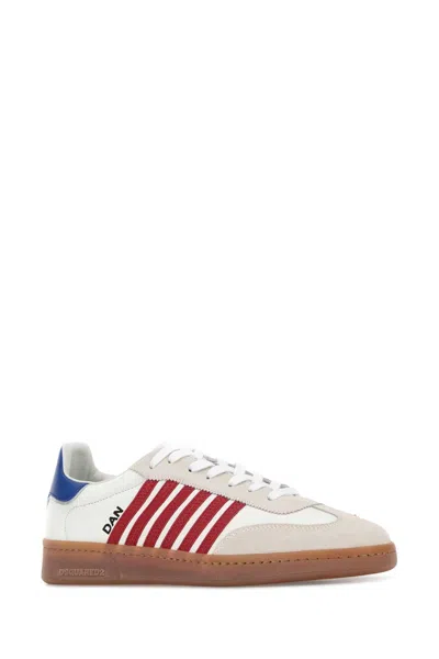 Dsquared2 Boxer Sneaker Contrasting Heel Tab Stripes Sole In White