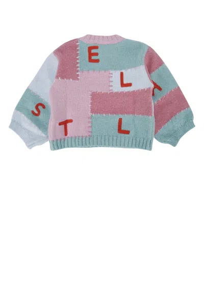 Stella Mccartney Kids Colorblock Logo Intarsia Sweater In Multi