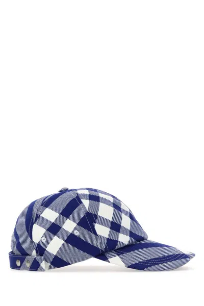 Burberry Cappello Checked Wool-blend Baseball Cap In Transparent
