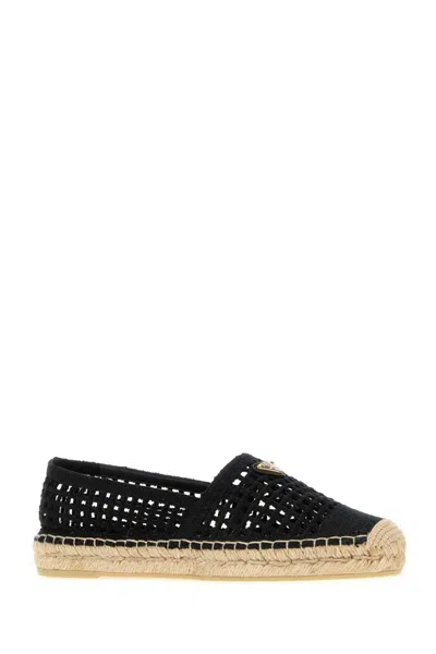 Prada Crochet Espadrille In Black